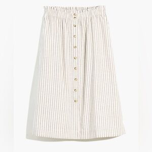 Madewell Striped Cream Midi Skirt